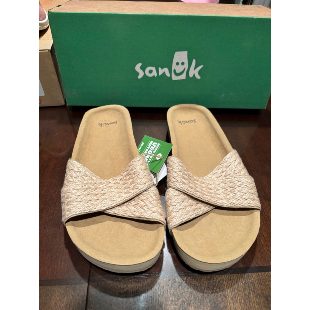 Women's Sanuk Cruzy Jute Sandals Natural Beige, various sizes available - Picture 2 of 8